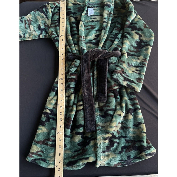 Cuddl Duds Camo Robe Boys Large 12/14 Soft Fleece Hooded Tie Pockets Sleepwear - Picture 10 of 11